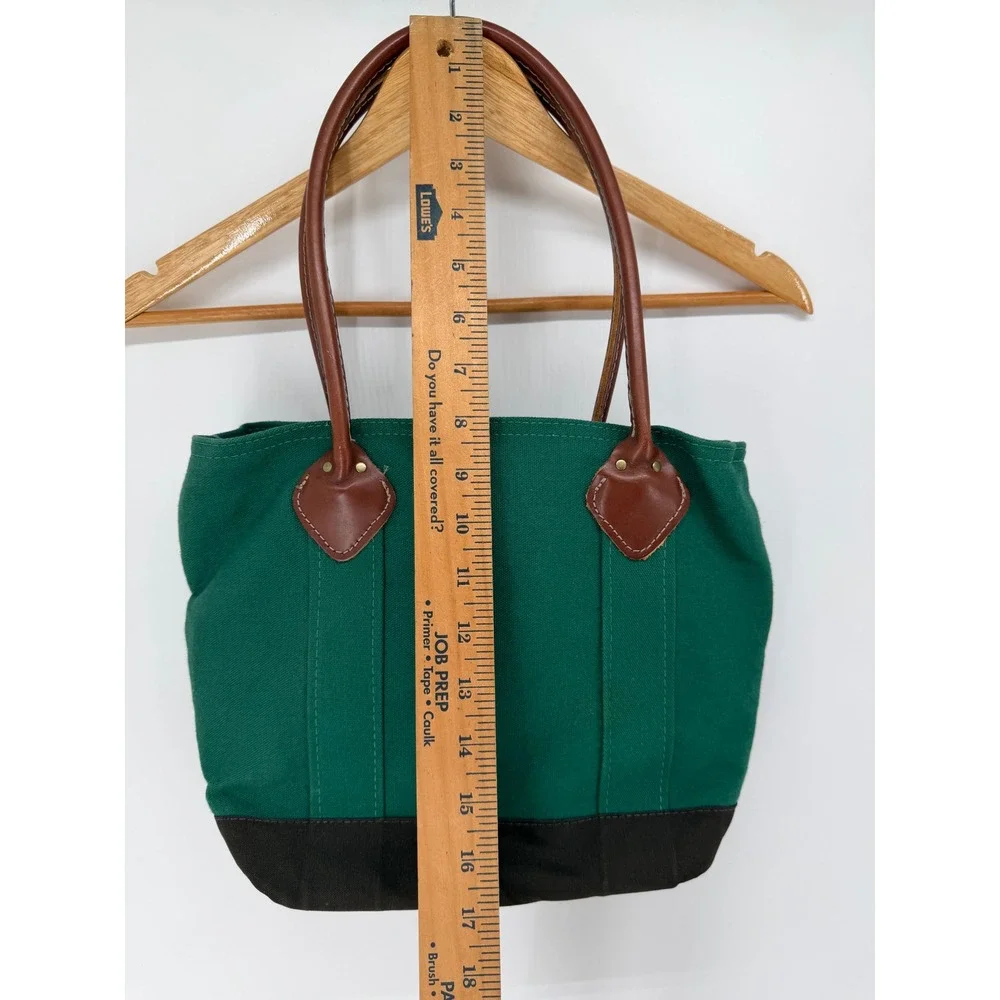 Byer of Maine Winter Harbor Bag Green Canvas Leather Strap Tote Zipper Top